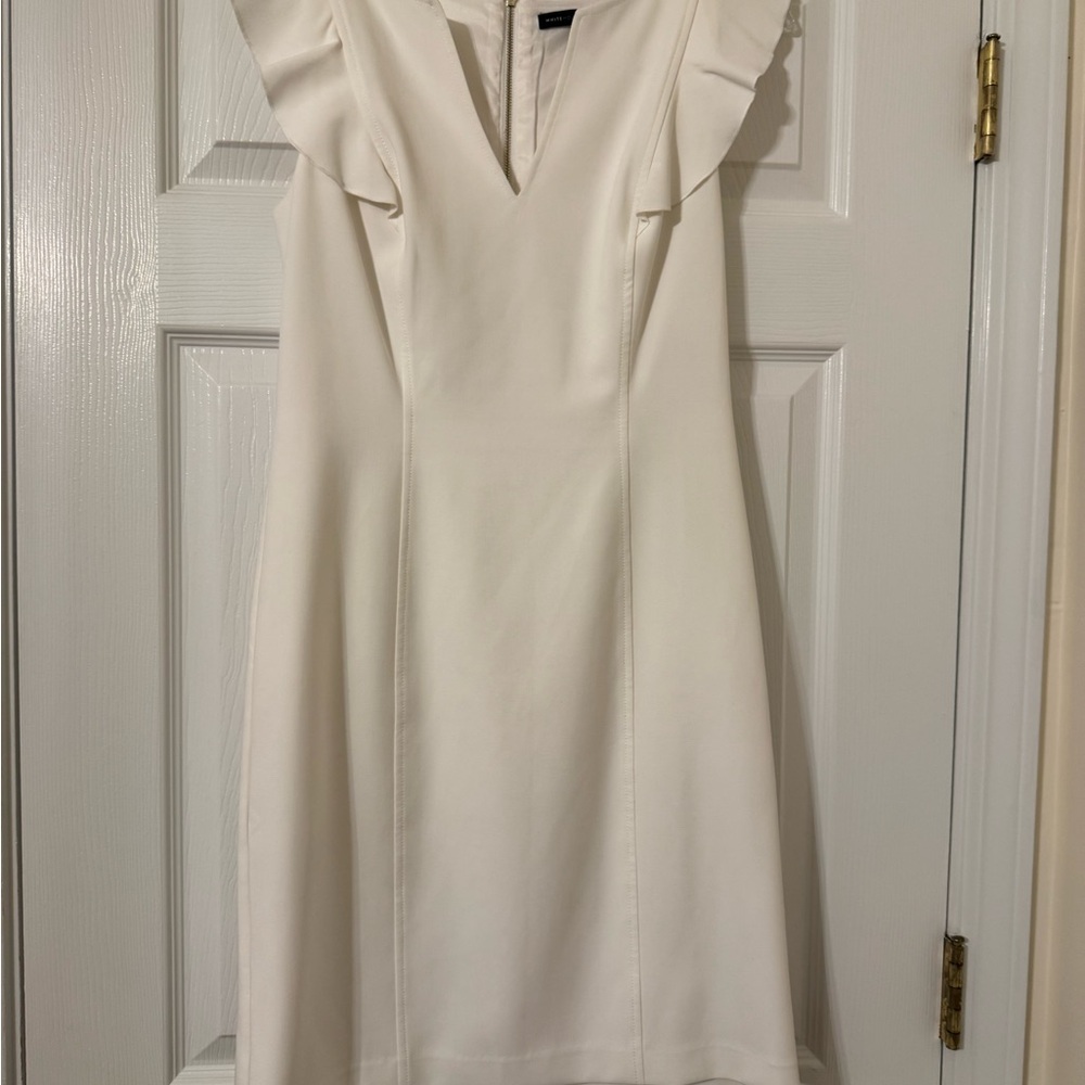 White House Black Market Ivory Ruffle Mini Dress